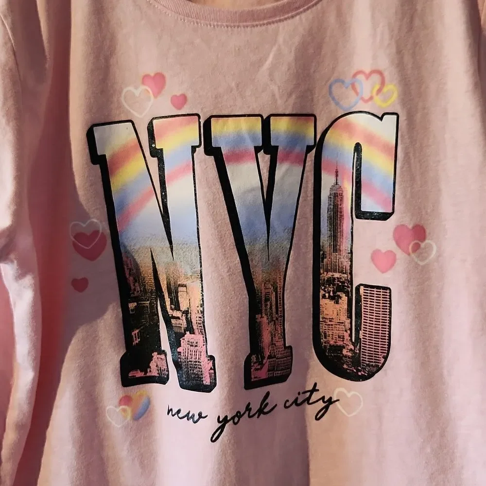 Childrens place girls xl tshirt pink new york city